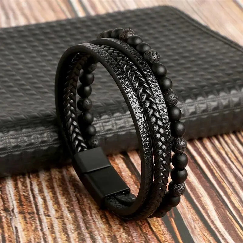Tiger Eye Leather Wrap Bracelet